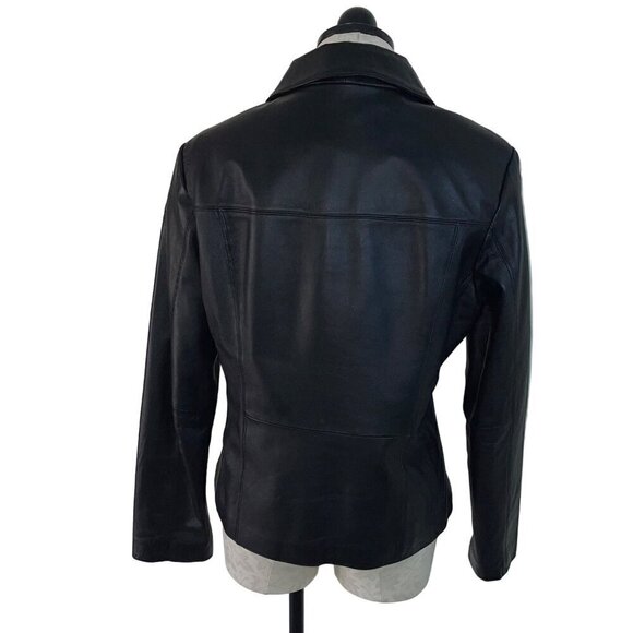 Wilsons Leather Maxima Womens Blazer Jacket Size Large Black Button Down - Picture 3 of 10